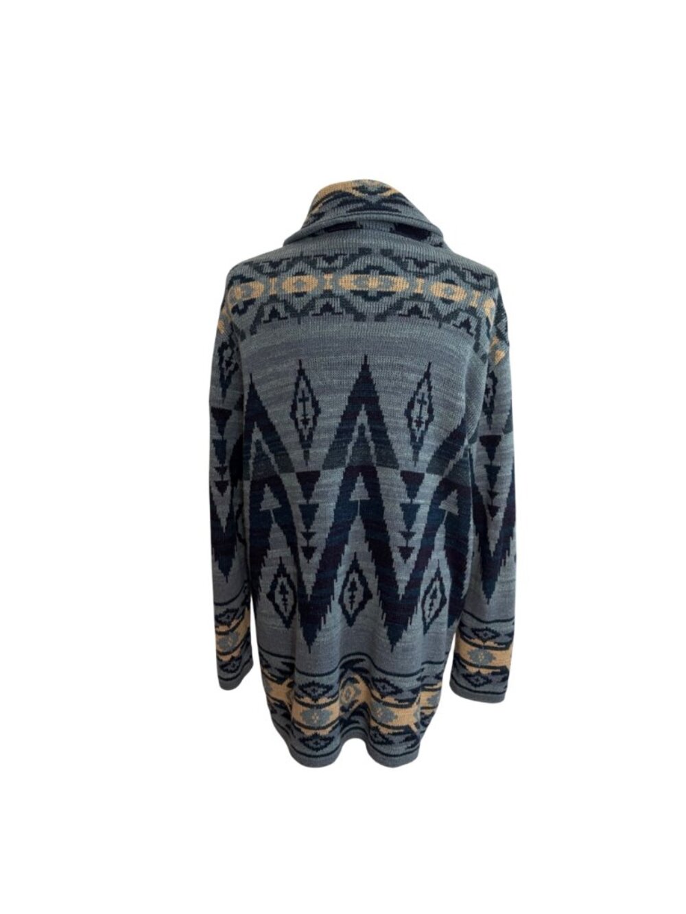 Polo Ralph Lauren Aztec Shawl Cardigan Sweater Women XL Blue Cotton Southwestern - Picture 11 of 14